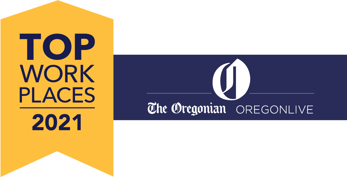 Top Workplaces 2020 The Oregonian blue and yellow banner
